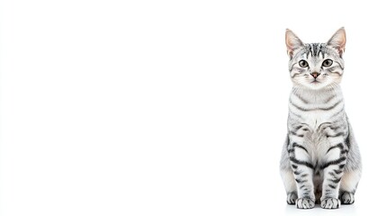 Adorable Male American Shorthair Cat Sitting Gracefully