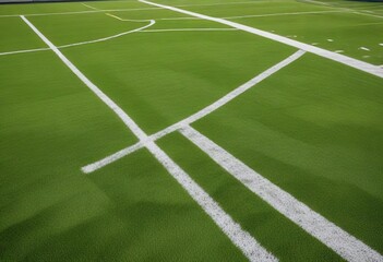 Obraz premium Lacrosse field with green artificial turf and white boundary lines, field, sports, turf
