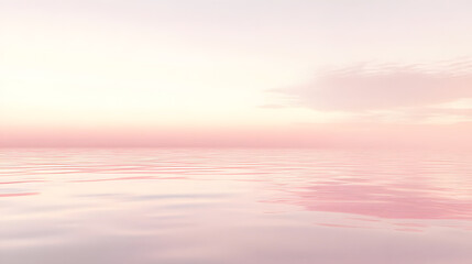 Serene pink sunset over calm water.  Peaceful, dreamy atmosphere. Soft pastel colors reflect on the gentle waves.