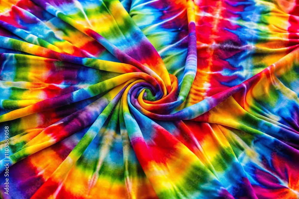 Poster Expansive and Colorful Tie Dye Fabric Design Featuring a Wide Spectrum of Hues Enhanced with Generative Fill for a Unique Artistic Perspective
