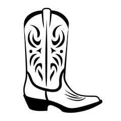 Western cowboy boot with intricate tribal design art