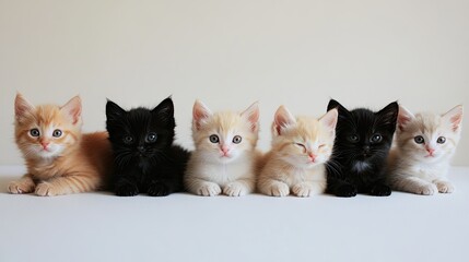 Adorable Kittens Lined Up for a Charming Portrait