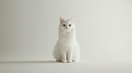 Obraz premium Elegant White Curl Cat in Front View