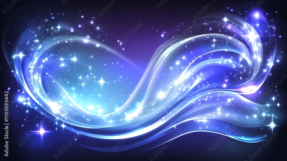 Poster blue gradient background with a blue and purple color scheme, featuring smooth curves and a blurred 