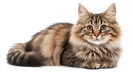 Lovely Young Siberian Forest Cat Sitting Gracefully