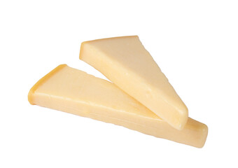 Grated parmesan cheese on the white background