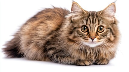 Young Siberian Cat with Colorful Fur and Big Eyes
