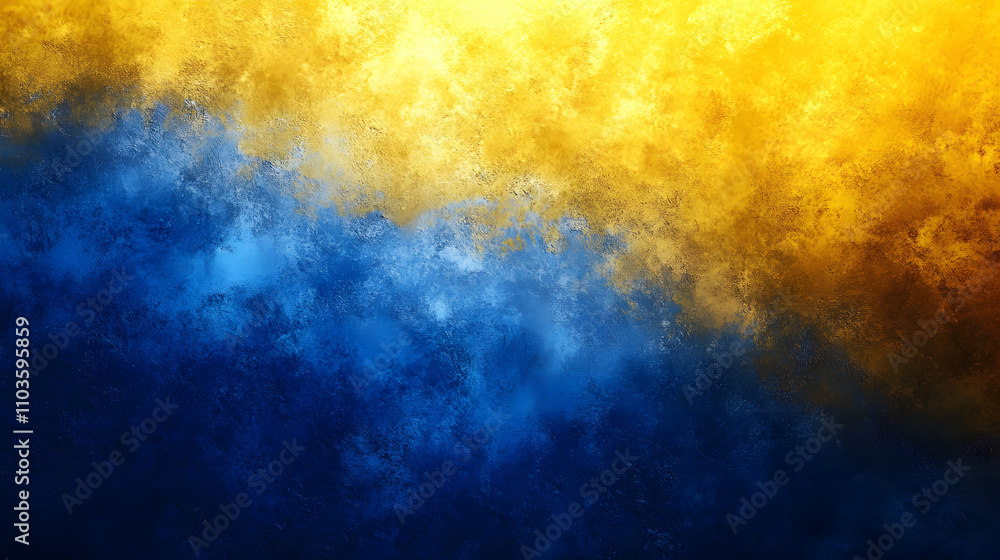 Poster abstract art background featuring a vibrant blend of golden yellow and deep blue hues. the colors tr