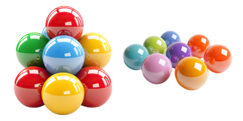 Bingo balls isolated on transparent background, Set of