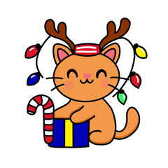 christmas bear with gift