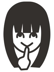 考える若い女の子のピクトグラム風イラスト