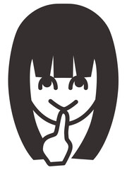 考える若い女の子のピクトグラム風イラスト