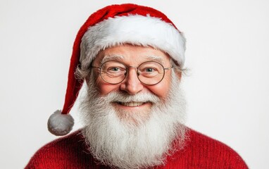 Naklejka premium classic santa close-up portrait christmas new year white background