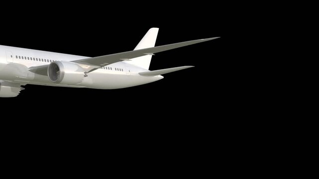 plane flying animation 3d alpha channel background.Great for travel,fly,vacations,aviation,transport,agency,flight, tourism.