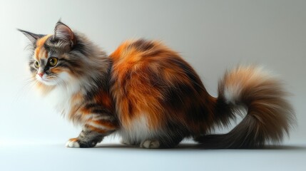 Stunning Young Siberian Forest Cat in Elegant Pose