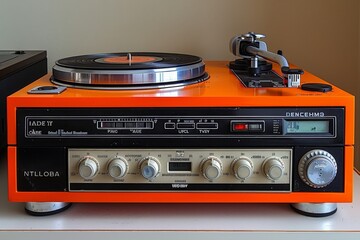 Fototapeta premium Antique brown and black turntables timeless decor piece for fashion enthusiasts and gifts