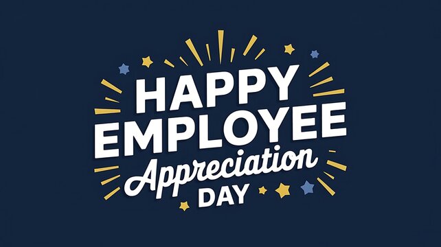 High-Contrast Employee Appreciation Day Greeting Card Design with Bold Typography and Festive Confetti Elements