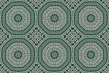 Intricate Green and Beige Geometric Seamless Pattern.