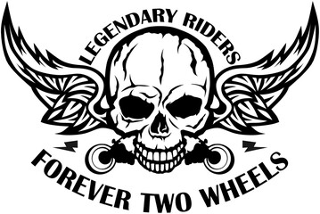 Tete de mort aile moto legendary riders forever tow wheels 