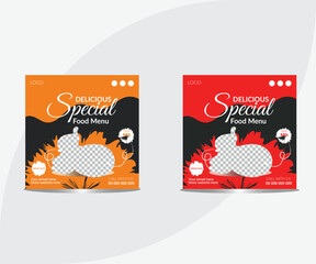 Restaurant Burger Social Media Post Design. Burger social media feed post template social media instagram for food promotion simple banner frame