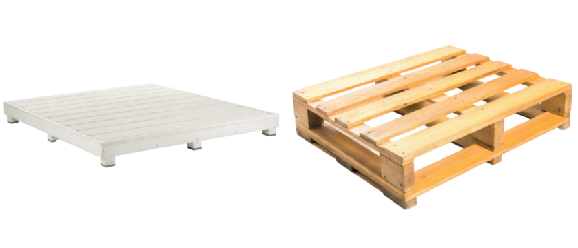 White and wooden shipping pallets isolated with transparent background