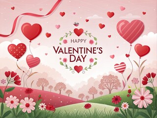 Valentine's Day vector illustration with pink hearts, perfect for romantic cards and designs