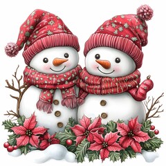 Cute christmas winter snowmen clipart