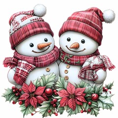 Cute christmas winter snowmen clipart