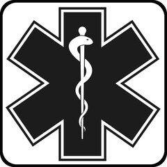 The medicine icon is the Star of Life. © Vectorina