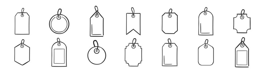 Label Price Tag. Set of blank paper discount, sale tags, labels, stickers. Vector