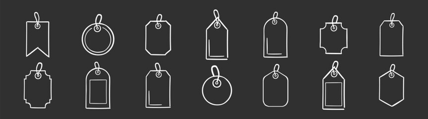 Set of various blank paper tag silhouettes. Set of sale tags and labels, template shopping labels. Special offer or shopping discount label. 