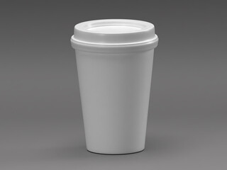 White Blank Single 3D Coffee Cup Front View Mockup
