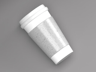 White Blank Coffee Cup with Textured Surface and Lid