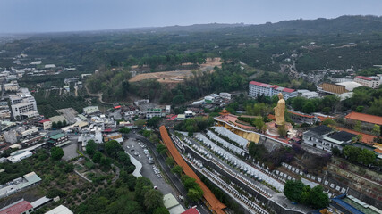 Fototapeta premium Aerial view of the serene Fo Guang Shan Buddha Complex in Taiwan