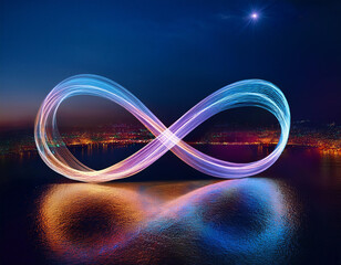 Infinity loop glowing with soft colors, symbolizing endless loyalty and commitment to customers