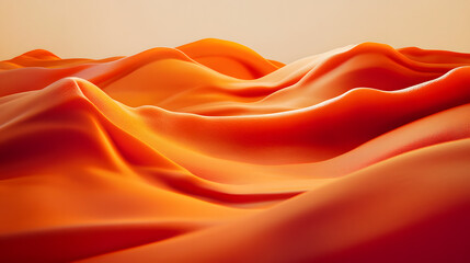 Fototapeta premium Abstract 3D rendering of flowing orange dunes. Smooth, vibrant texture evokes warmth and serenity. Ideal for backgrounds, websites, or artistic projects.