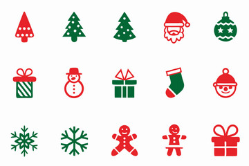 Christmas Icon Pack all ornaments vector art illustration 