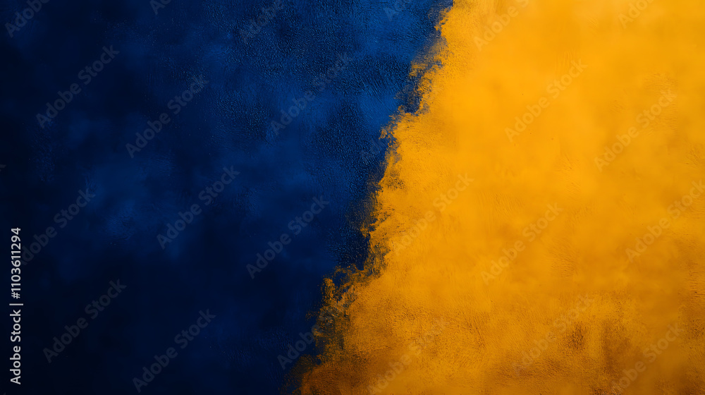 Poster abstract background with vibrant blue and gold colors. the colors blend creating a textured, artisti