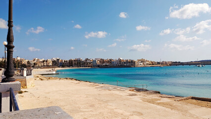 The beach of “Pretty Bay” in the south isle of Malta, Europe.