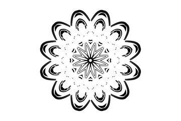 Monochrome Mandala Illustration with Petal Details and Balanced Design
