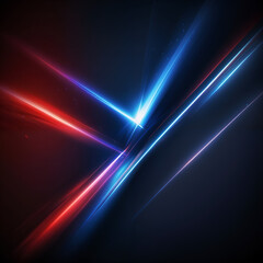 Obraz premium Intersecting red and blue light beams on a dark background, creating a dynamic futuristic design. Generative AI