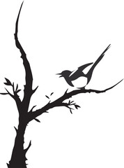 Tree and bird silhouette vector, eps and illustrations