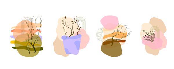 set pastel boho badge colorful minimalis design