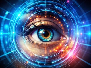 Futuristic Digital Eye Interface Concept Illustrating Advanced Sci-Fi Technology with Rule of Thirds Composition for a Captivating Visual Experience