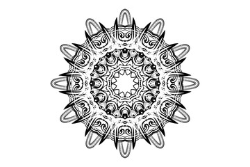 Monochrome Mandala Design Featuring Layers of Intricate Patterns
