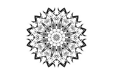 Monochrome Mandala Design with Concentric Patterns on a Light Background
