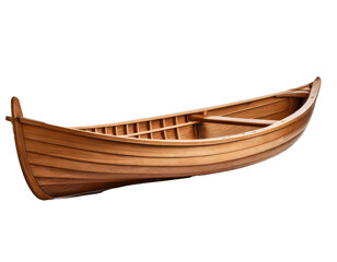 Wooden rowing boat isolated on white background, cutout