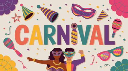Fototapeta premium Carnival Celebration with Masks and Festive Accessories