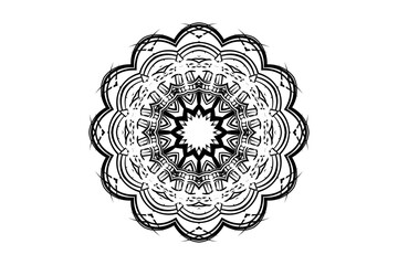 Intricate Mandala Illustration with Central Circle and Concentric Details
