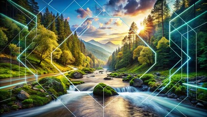 Futuristic Stream Overlay with Geometric Frames for Modern Digital Art and Creative Design Projects